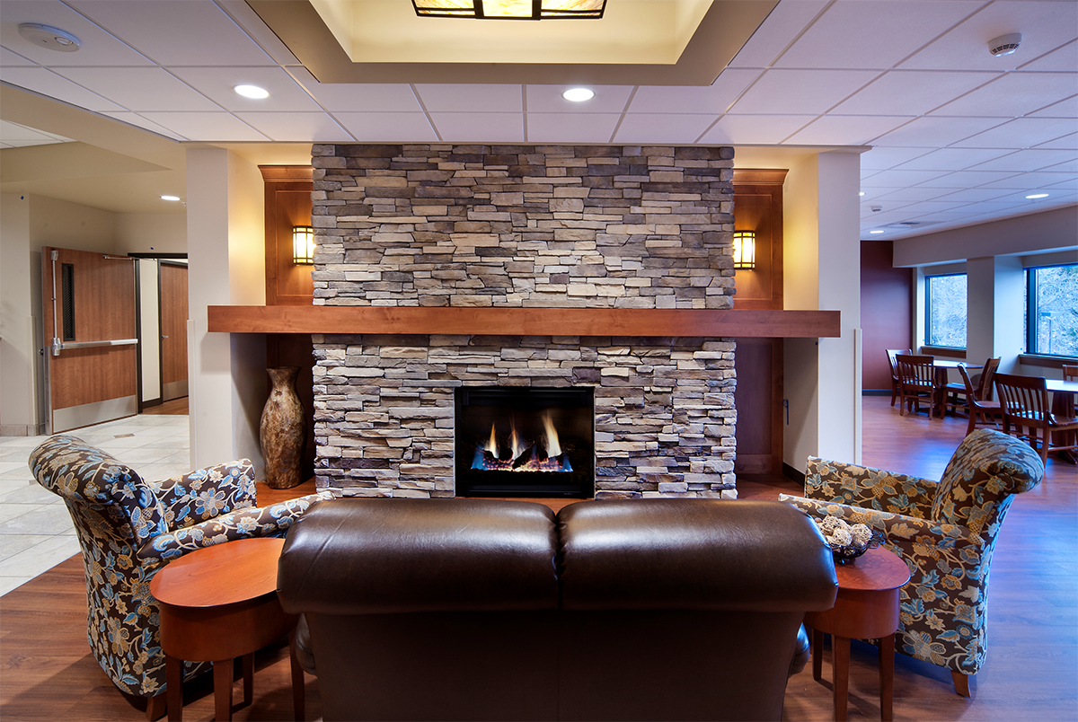 Billings Clinic_ Intensive Care Unit-lobby fireplace